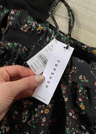 Нова! дуже красива блуза в дрібні квіти від topshop з об’ємними рукавчиками9 фото