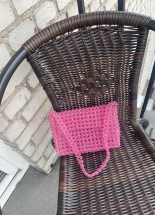Рожева сумочка з бус ручної роботи 💘3 фото