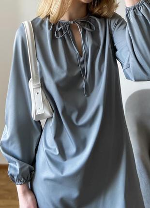 Базова сіра сукня прямого крою4 фото
