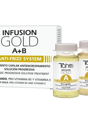 Відновлювальна емульсія для волосся з ефектом "анти-завиток" tahe infusion gold a+b anti frizz system (2 x10