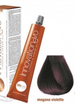 Стійка фарба для волосся bbcos innovation evo hair color cream № 4/52 фіолетовий махагон, 100 мл