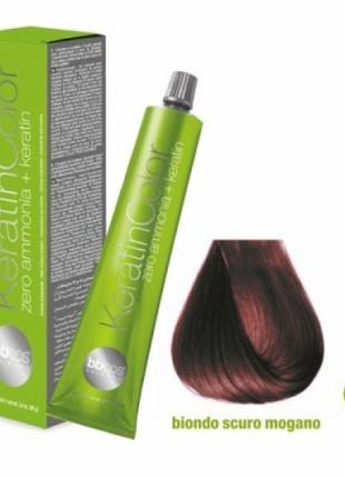 Безаміачна стійка крем-фарба для волосся bbcos keratin color 6/5 темний блондин червоного дерева, 100 мл