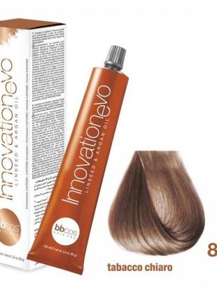 Стійка фарба для волосся bbcos innovation evo hair color cream no 8/07 світлий тютюновий, 100 мл