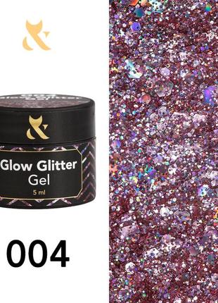 Гель-лак f.o.x glow glitter gel 004, 5г