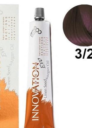 Стійка фарба для волосся bbcos innovation evo hair color cream № 3/2 темний кашнан фіолетовий, 100 мл1 фото