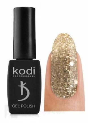 Гель-лак kodi №100 sh (прозрачный с золотыми блестками и конфетти), 8 мл