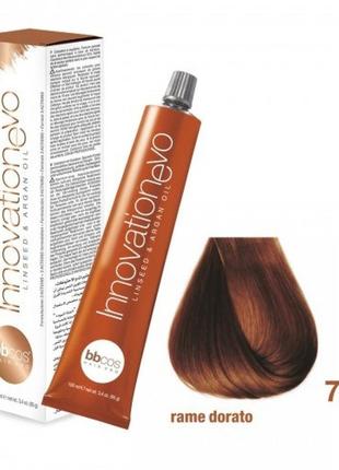 Стійка фарба для волосся bbcos innovation evo hair color cream no 7/43 блондин мідно-золотистий, 100 мл