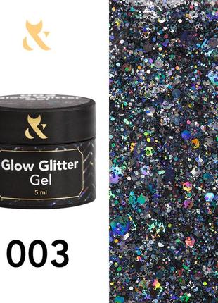 Гель-лак f.o.x glow glitter gel 003, 5г