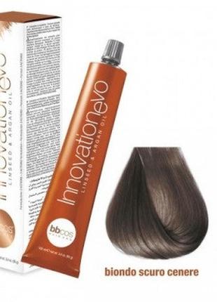 Стійка фарба для волосся bbcos innovation evo hair color cream № 6/1 темний блондин попелястий, 100 мл