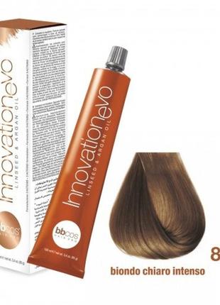 Стійка фарба для волосся bbcos innovation evo hair color cream no 8/00 світлий блондин інтенсивний, 100 мл