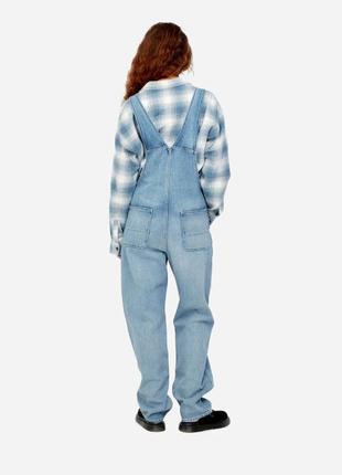 Комбинезон carhartt wip w'bib overall straight blue light stone washed2 фото