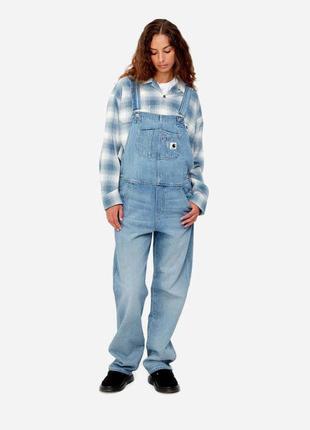 Комбинезон carhartt wip w'bib overall straight blue light stone washed1 фото