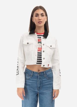 Куртка женская guess originals go betty boop crop denim jacket goew1 фото