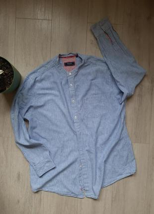 Сорочка лляна льон бавовна рубашка maine new england в смужку1 фото