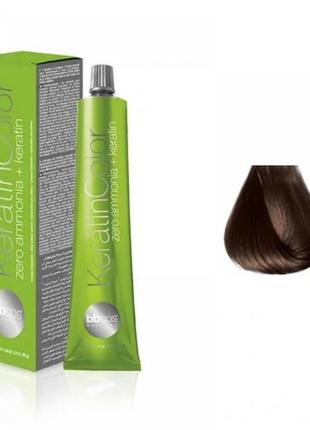 Безаміачна стійка крем-фарба для волосся bbcos keratin color 5/0 каштановий світлий, 100 мл