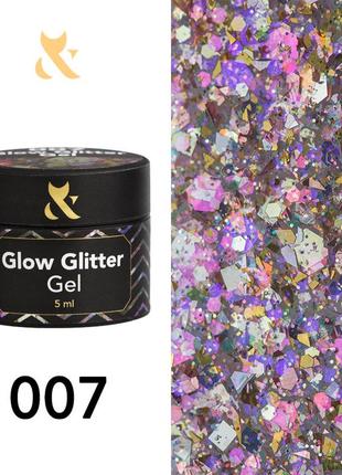 Гель-лак f. o. x glow glitter gel 007, 5г