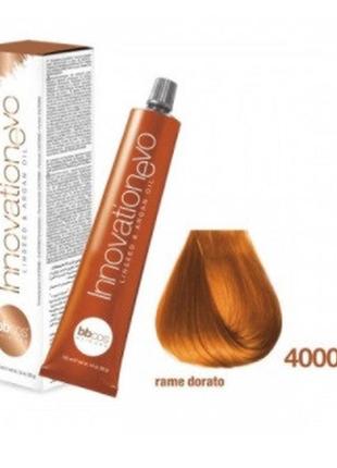 Стійка фарба для волосся bbcos innovation evo hair color cream no 4000 мідний золотистий, 100 мл