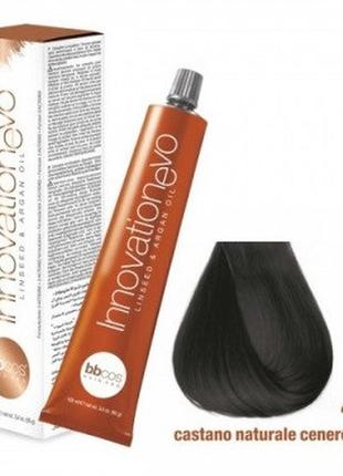 Стійка фарба для волосся bbcos innovation evo hair color cream № 4/01 каштановий натуральний, 100 мл