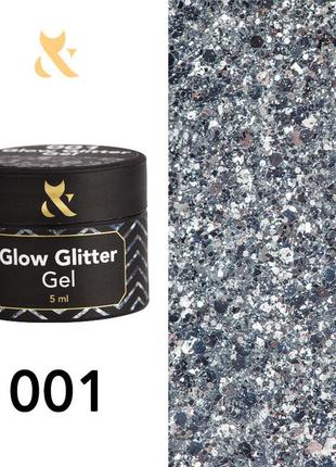 Гель-лак f. o. x glow glitter gel 001, 5г