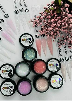 Холодно-рожева база з рожевими кружечками і глітером color base nailapex №6, 30г2 фото