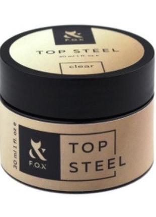 Топ для гель-лаку без липкого шару f.o.x steel ton clear у баночці, 30 мл1 фото