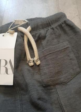 Zara трикотажні штанці на котоновій підкладці, шнурочки робочі,  на попці 2 полоси4 фото