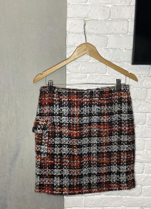 Спідниця в клітинку з кишенькою міні юбка тепла zagora, xs-s1 фото