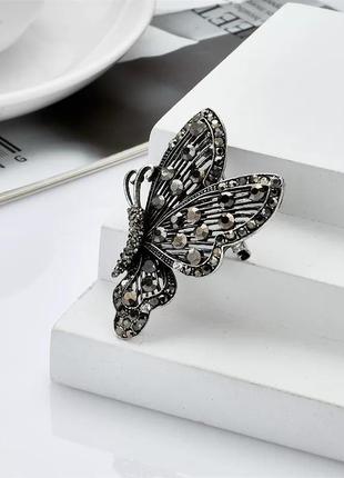 Брошь 🦋 бабочка в стиле античное серебро, марказит, винтаж, ретро2 фото