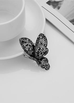 Брошь 🦋 бабочка в стиле античное серебро, марказит, винтаж, ретро3 фото