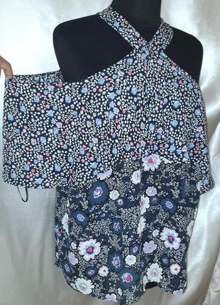 Легкая летняя шифоновая туника блуза цветочный принт1 фото