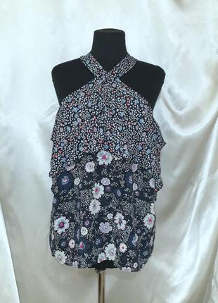 Легкая летняя шифоновая туника блуза цветочный принт2 фото