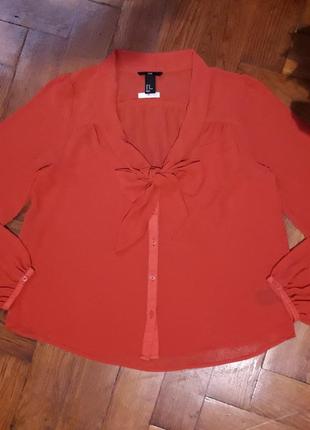 Шифоновая оранжевая блуза свободного кроя h&m,размеры.