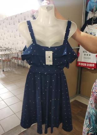 Платье летнее синее в горох2 фото