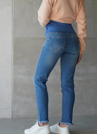Стильные джинсы для беременных mom синие с двойной поддержкой животика, 2172501-4-р3 фото