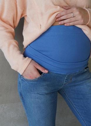Стильные джинсы для беременных mom синие с двойной поддержкой животика, 2172501-4-р4 фото