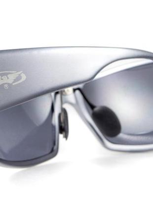 Очки защитные открытые global vision bad-ass-1 gunmetal (gray) серые в тёмной металлической оправе8 фото