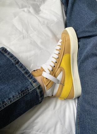 Nike blazer mid 77 jumbo beige yellow, кроссовки женские найк блазер, кроссовки женккие высокие найк10 фото