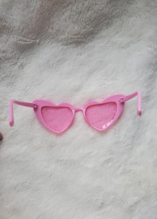 Детские новые очки солнцезащитные розовые ретро сердечки очень модные и стильные5 фото