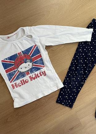 Фирменные  реглан hello kitty  и лосины на 1,5 до 3 х лет