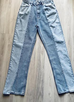 Трендовые джинсы двухцветные с разрезами 28,29 р (маломерят) в виде zara,levi's3 фото