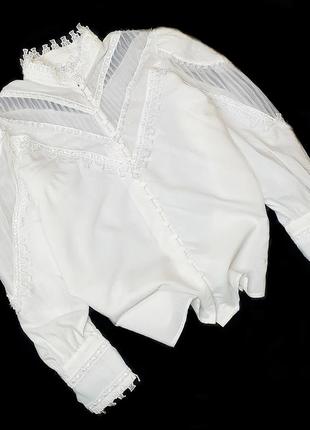 Винтажная белая блуза с объемными рукавами