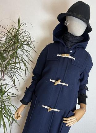 Шерсть, синяя пальто,дафлкот,пальто с капюшоном,премиум бренд,esprit3 фото