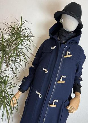 Шерсть, синяя пальто,дафлкот,пальто с капюшоном,премиум бренд,esprit4 фото