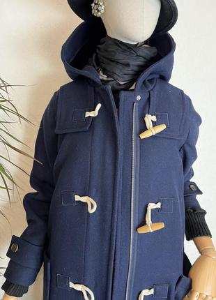 Шерсть, синяя пальто,дафлкот,пальто с капюшоном,премиум бренд,esprit5 фото