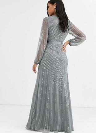 Шикарное платье макси полностью обшитое бисером 46 размер3 фото