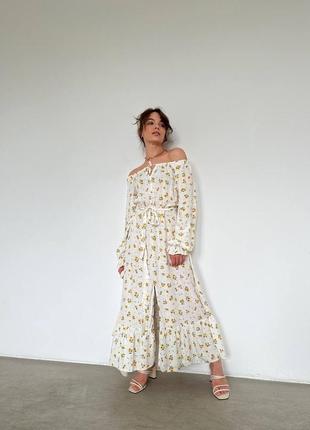 2 цвета  ⁇  платье макси длинное с мелким цветочным принтом с завязкой на груди5 фото