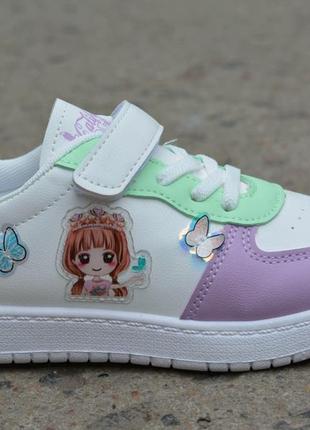 Дитячі кросівки ashiguli для дівчинки білий фіолетовий р32-36