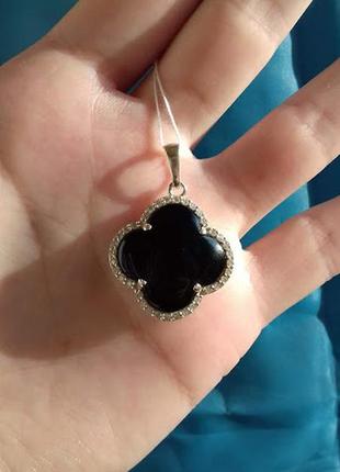 Серебряный кулон с ониксом в стиле ван клиф