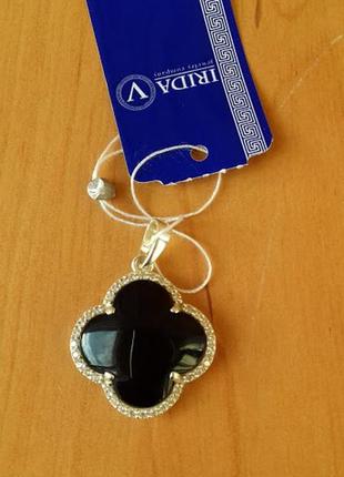 Серебряный кулон с ониксом в стиле ван клиф