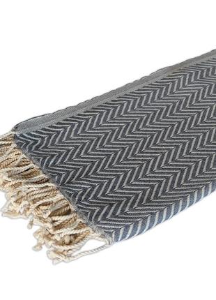 Пештемаль с геометричными полосками серая